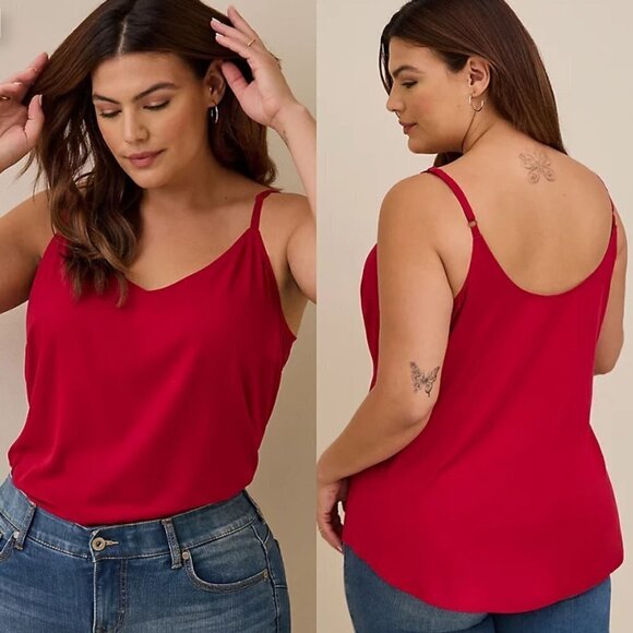 Torrid Womens NWT Red Soft Cozy Vneck Ava Stretch Challis Cami Top Blouse 3X - Picture 1 of 9